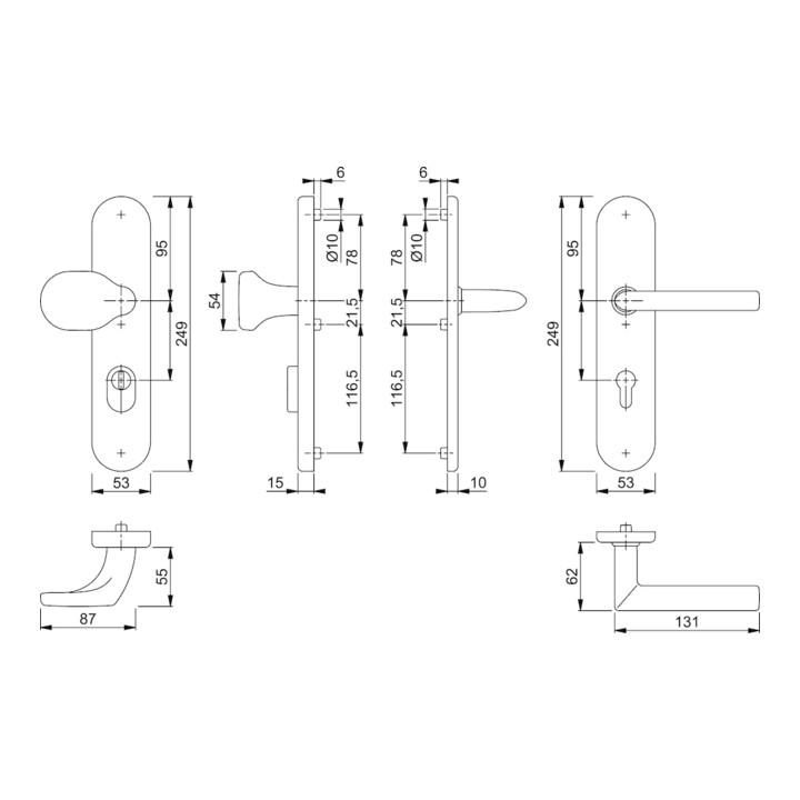 Hoppe Schutzgarnitur Stock.E86G/3332ZA/3310/1140Z VA F69 92mm 67-72mm