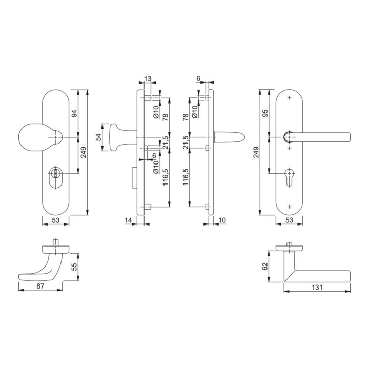 Hoppe Schutzgarnitur Stock.E86G/3332ZA/3310/1140Z VA F69 92mm 67-72mm