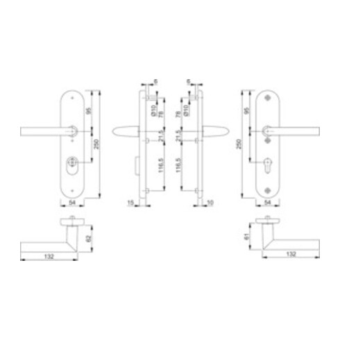 Hoppe Schutzgarnitur Stockholm 1140/3332ZA/3410 Alu. F1 92mm 67-72mm