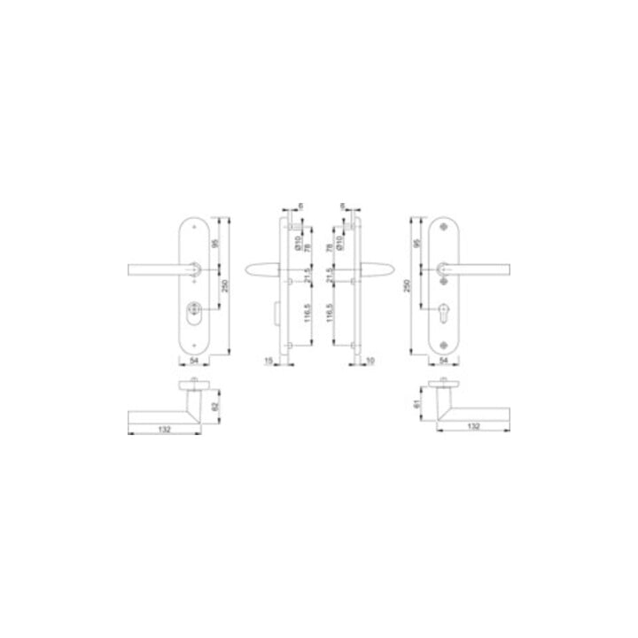 Hoppe Schutzgarnitur Stockholm 1140/3332ZA/3410 Alu. F1 92mm 67-72mm