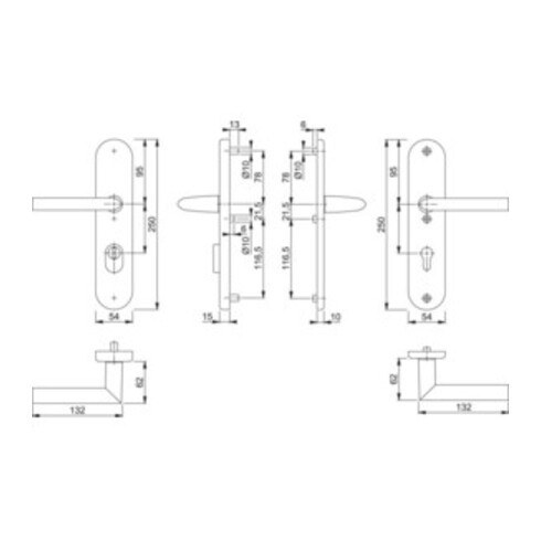 Hoppe Schutzgarnitur Stockholm 1140/3332ZA/3410 Alu. F1 92mm 67-72mm