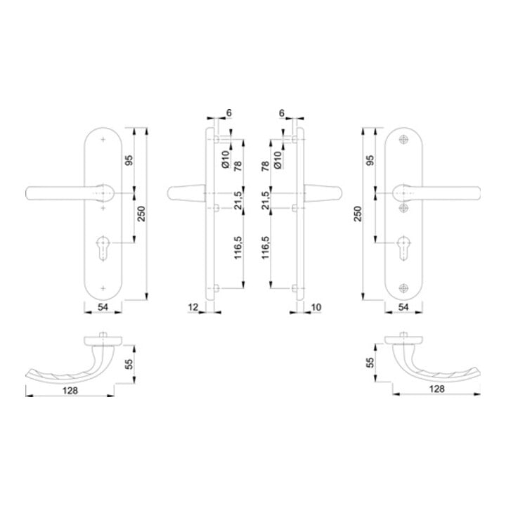 Hoppe Schutzgarnitur Tôkyô 1710/3331/3410 Alu.F1 92mm 66-71mm