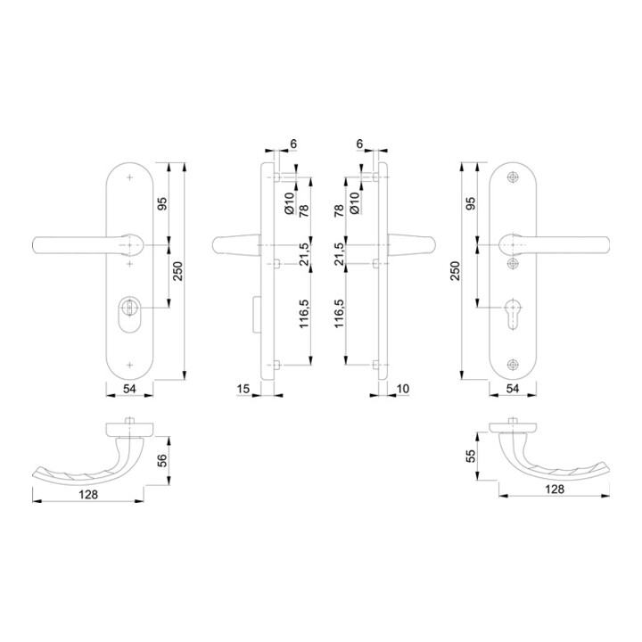 Hoppe Schutzgarnitur Tôkyô 1710/3332ZA/3410 Alu. F1 72mm 41-46mm