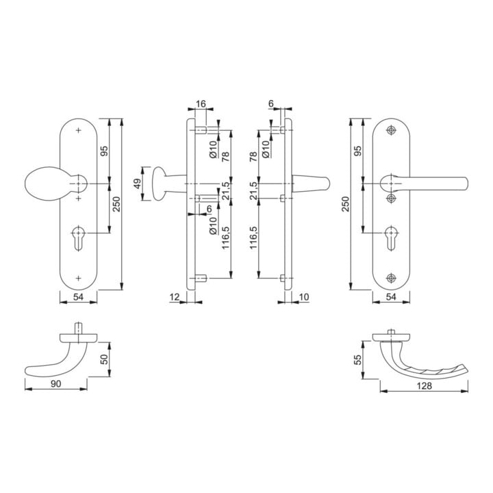 Hoppe Schutzgarnitur Tôkyô 76G/3331/3410/1710 Alu.F1 92mm 66-71mm