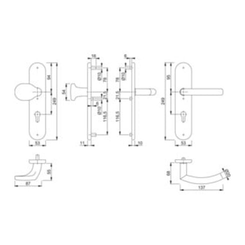 Hoppe Schutz-Wechselgarnitur Trondheim Edelstahl