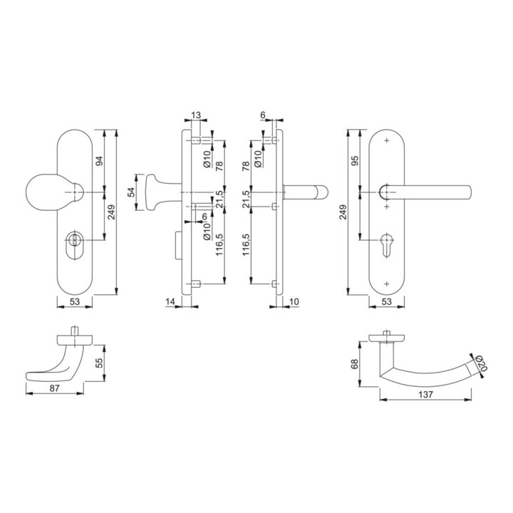 Hoppe Schutzgarnitur Tro.E86G/3332ZA/3310/1430Z VA F69 92mm 67-72mm
