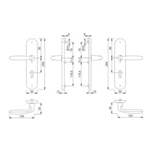 Hoppe Schutzgarnitur Verona 1510/3331/3310 Alu.F1 72mm 42-47mm