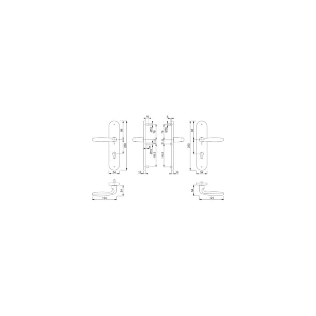 Hoppe Schutzgarnitur Verona 1510/3331/3310 Alu.F1 72mm 42-47mm