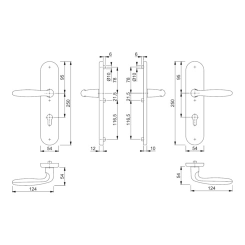 Hoppe Schutzgarnitur Verona 1510/3331/3310 Alu.F1 92mm 67-72mm