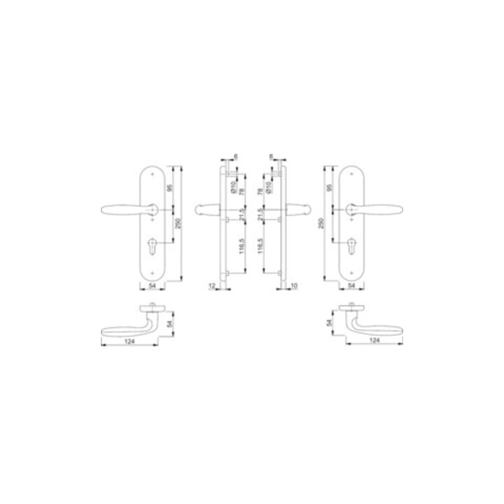 Hoppe Schutzgarnitur Verona 1510/3331/3310 Alu.F1 92mm 67-72mm