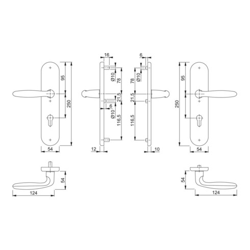 Hoppe Schutzgarnitur Verona 1510/3331/3310 Alu.F1 92mm 67-72mm