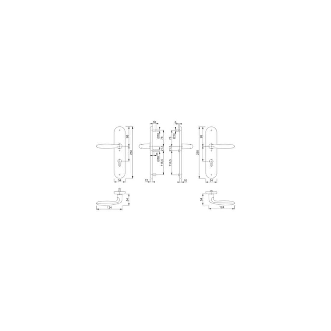 Hoppe Schutzgarnitur Verona 1510/3331/3310 Alu.F1 92mm 67-72mm