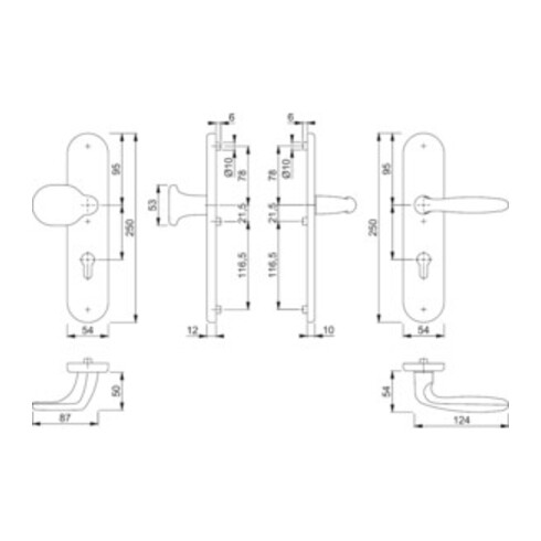 Hoppe Schutzgarnitur Verona 86G/3331/3310/1510 Alu.F1 92mm 67-72mm