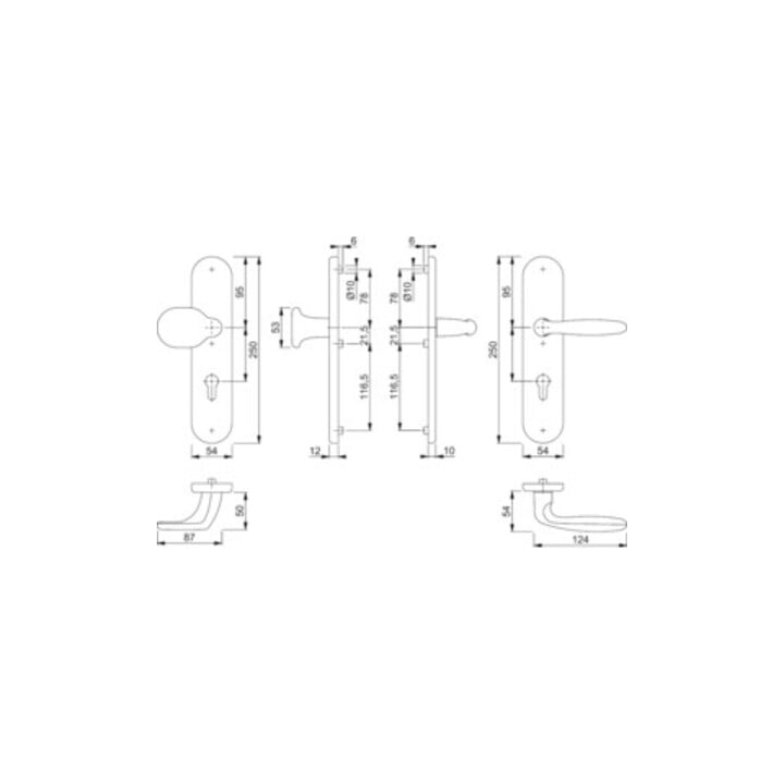 Hoppe Schutzgarnitur Verona 86G/3331/3310/1510 Alu.F1 92mm 67-72mm