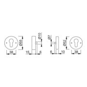 HOPPE Schutzrosettenpaar E42ZNSB/42HS VA F69 rond o.ZA ép.15mm-3