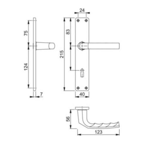 Hoppe set d'assiettes longues Birmingham 1117/202SP Alu. F2 OB 72mm DIN L/R