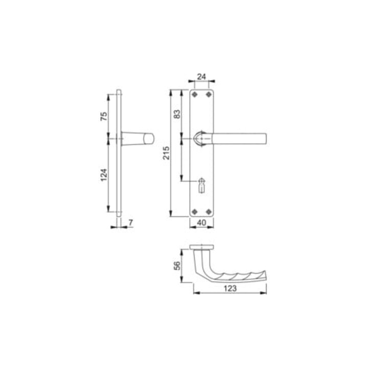 Hoppe set d'assiettes longues Birmingham 1117/202SP Alu. F2 OB 72mm DIN L/R