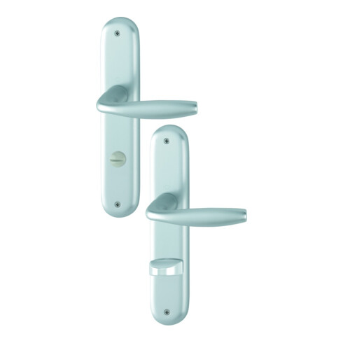 Hoppe set d'assiettes longues New York 1810/273P en aluminium. Bain F1 SK/OL 78mm DIN L/R