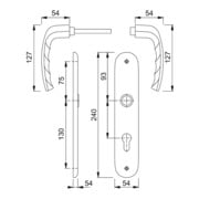 Hoppe set d'assiettes longues New York 1810/273P en aluminium. F1 PZ 72mm DIN L/R-2