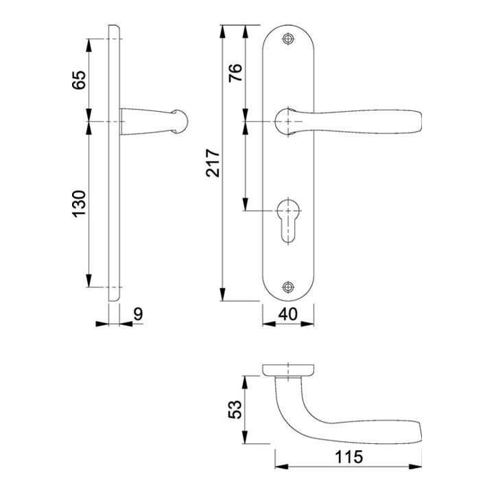 Hoppe set de plaques longues en aluminium. PZ 72mm DIN L/R