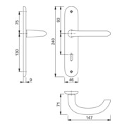 Hoppe set de plat long Mar.1138/273P Alu.F1 OB 72mm DIN L/R-4