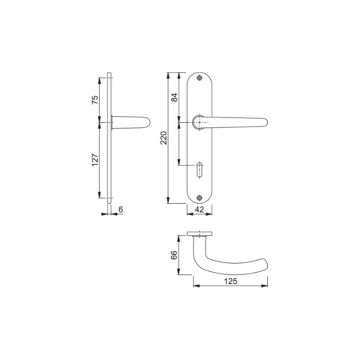 Hoppe set de plateaux longs Denver E1310Z/302 VA F69 OB 72mm DIN L/R