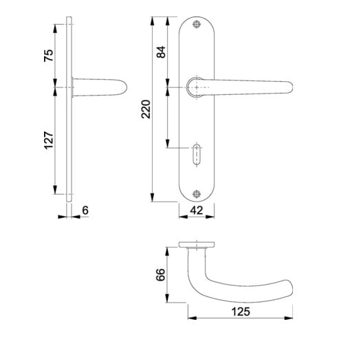 Hoppe set de plateaux longs Denver E1310Z/302 VA F69 OB 72mm DIN L/R