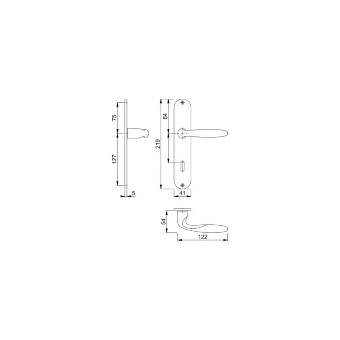 Hoppe set de plateaux longs Verona M151/302 MS F71 OB 72mm DIN L/R