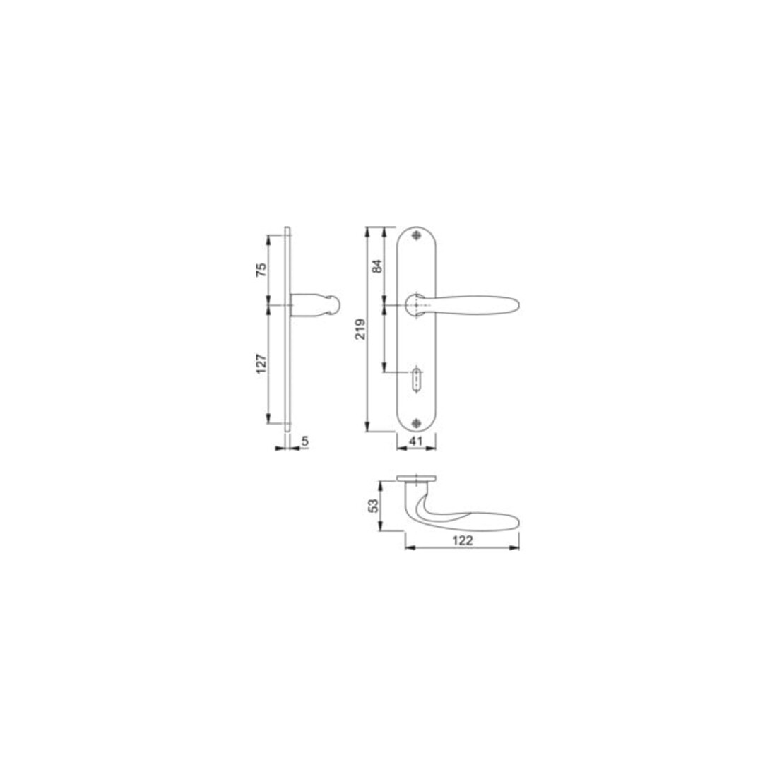 Hoppe set de plateaux longs Verona M151/302 MS F71 OB 72mm DIN L/R