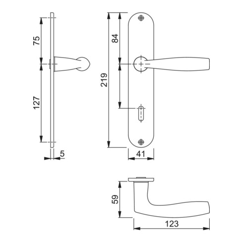 Hoppe set de plateaux longs Vitória M151515/302 MS F71 OB 72mm DIN L/R