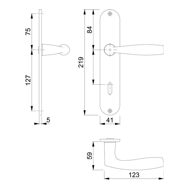 Hoppe set de plateaux longs Vitória M151515/302 MS F41-R OB 72mm DIN L/R