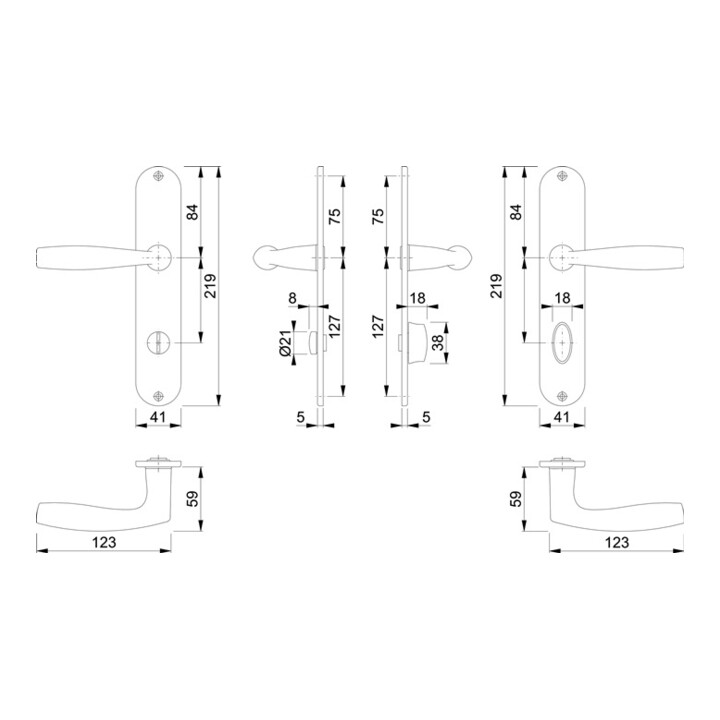 Hoppe set de plateaux longs Vitória M151515/302 MS F71 salle de bain SK/OL 78mm DIN L/R