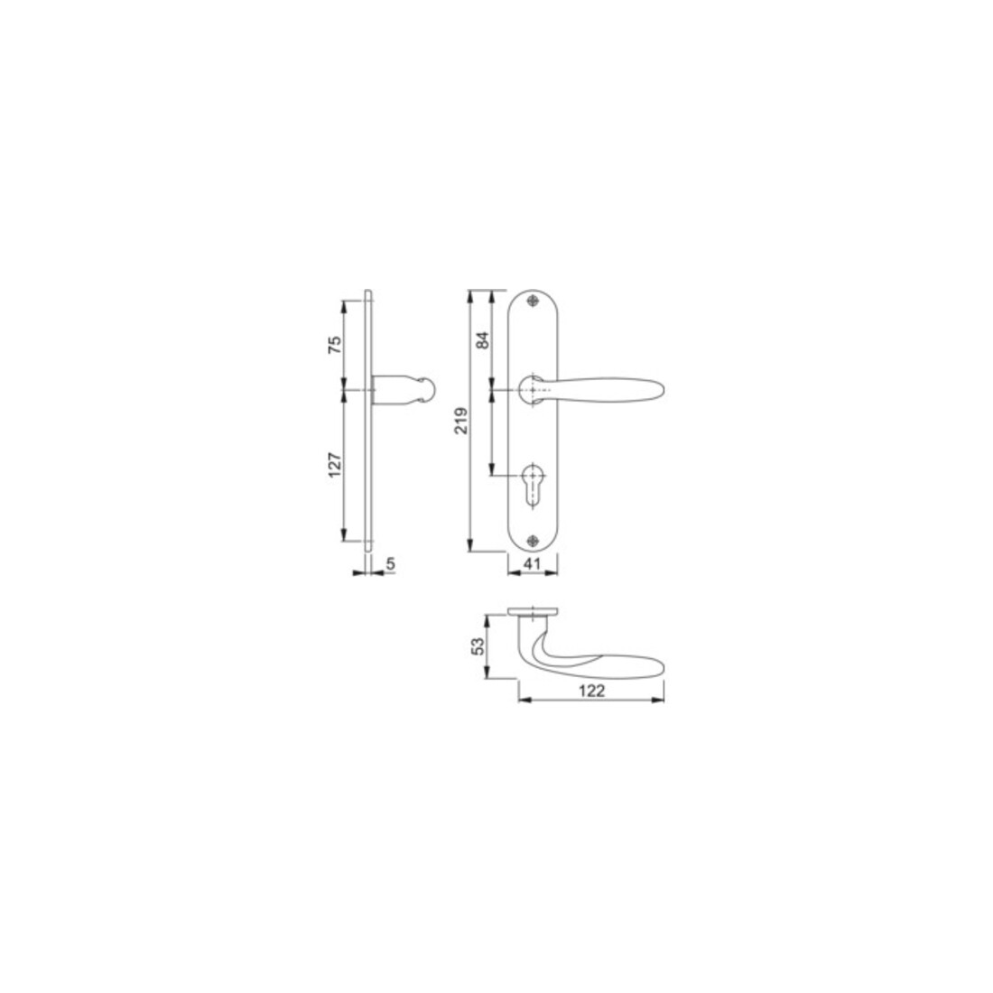 Hoppe set de platines longues Verona M151/302 MS F71 PZ 72mm DIN L/R