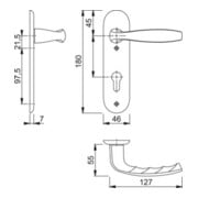 Hoppe Short Shield Pushergrt. New York 1810/273KP Perforation PZ Entfür 72mm Alu. F1-4