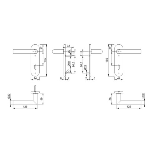 Hoppe short shield set Ams.E1400Z/353K VA F69 VA F69 Kit béquille OB