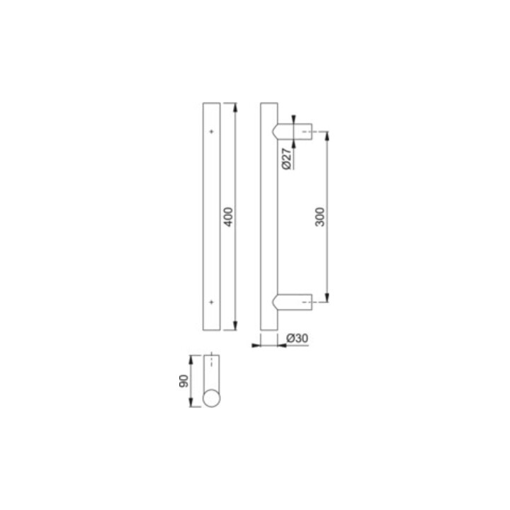 Hoppe Stangengriff E5011 VA Farb-Nr. F69 A. 300mm L.400mm ger.