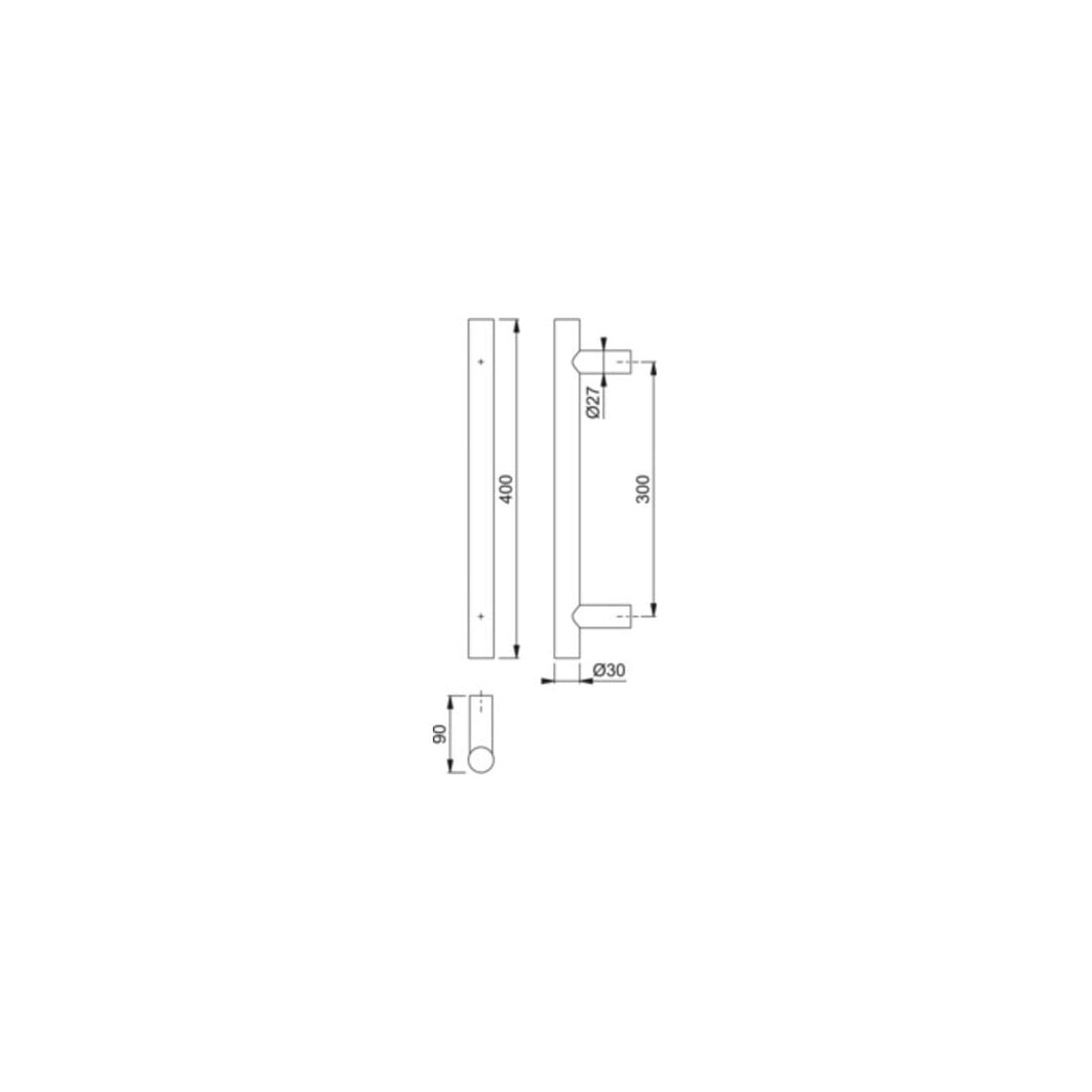 Hoppe Stangengriff E5011 VA Farb-Nr. F69 A. 300mm L.400mm ger.