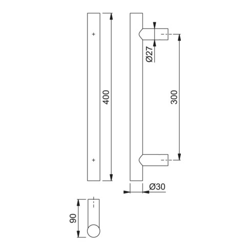 Hoppe Stangengriff E5011 VA Farb-Nr. F69 A. 300mm L.400mm ger.