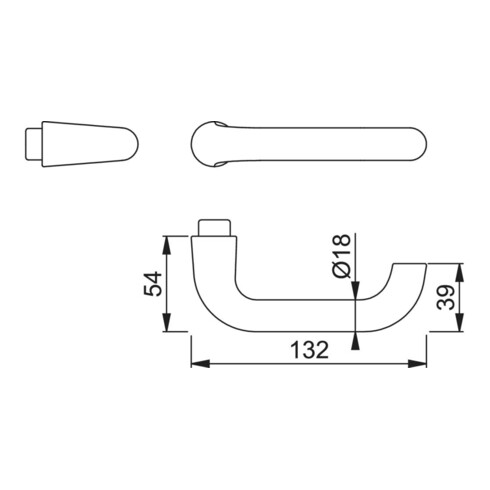 Hoppe Türdrückerlochteil Paris 138L Alu.F2 8mm DIN L/R