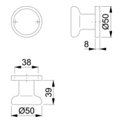Hoppe Türknopf 54/11 Alu.F1 ger.-4