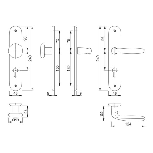 HOPPE Verona 53/273P/1510 ov.,PZ72/8 F1, TS 35-45, o. No.
