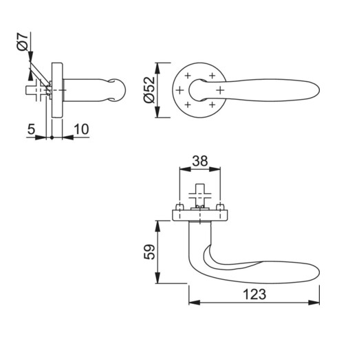 HOPPE Verona E1800Z/42H Poignée demi-garniture HT ronde, inox mat