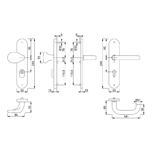 HOPPE WET Garniture de remplacement protection humide PZ /72, Paris E86G/3332ZA/3310/138Z acier inox mat