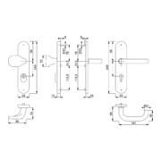 HOPPE WET Garniture de remplacement protection humide PZ /72, Paris E86G/3332ZA/3310/138Z acier inox mat