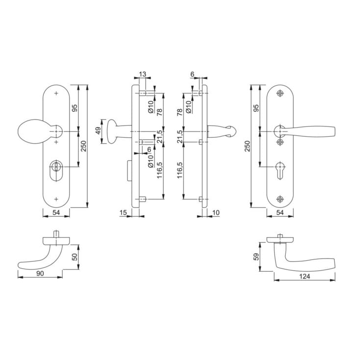 HOPPE WET-Schutz-Wechselgarnitur Langschild,PZ,8/72 Vitória76G/3332ZA/3410 1515,F1,TS