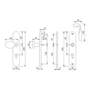 HOPPE WET-SI Ensemble de garniture interchangeable, PZ long, 8/72 Pisa M76G/361A/360/151 F49-R-2