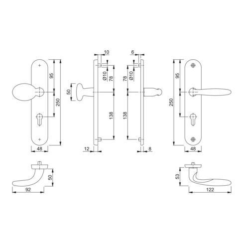 HOPPE WET-SI Ensemble de garniture interchangeable, PZ long, 8/72 Pisa M76G/361A/360/151 F49-R