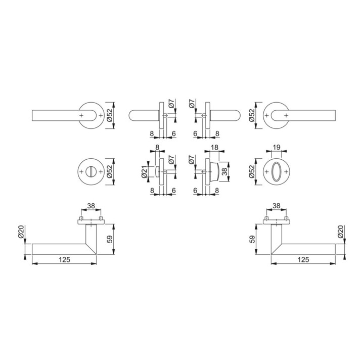 Hoppe Zi.-Rosettengarnitur .WC, E1400Z/ 42KV/42KVS,SST F96-1-R