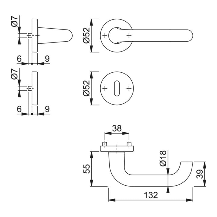 HOPPE ZT-Drückergarnitur mit Rosetten,rd.,Paris 138L/42KV/42KVS,VK8,BB neusilberfarben