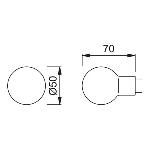 HOPPE ZT-Écrou à bouton 50, aluminium DIN gauche-droite, VK8 anodisé naturel